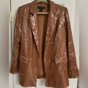 Rachel Zoe Shimmering Sequin Jacket In Camel Brown